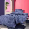 مجموعة من أربعة مجموعات من أغطية السرير المصنوعة من القطن الخالص الزرق Specification image